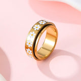 18K STAINLESS STEEL GOLD FLOWER SPINNER RING
