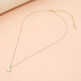 18K GOLD MOTHER OF PEARL PENDANT NECKLACE
