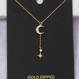 GOLD DIPPED MOON DROP CHAIN NECKLACE