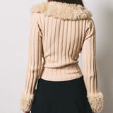 ITS FAUX ZIP UP KNIT SWEATER