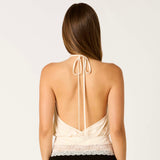 KEEP WATCHING IVORY LACE HALTER TOP