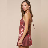 PRE SEASON FLORAL HALTER MINI DRESS