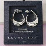 STERLING SILVER STAINLESS STEEL WARPED HOOP EARRINGS