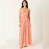 WATCH THE SUNSET FLORAL STRAPLESS MAXI DRESS