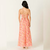 WATCH THE SUNSET FLORAL STRAPLESS MAXI DRESS