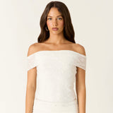 SO FAR SO GOOD WHITE LACE OFF SHOULDER TOP