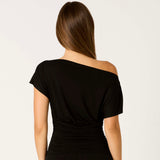 ON MY MIND FOREVER BLACK ONE SHOULDER TOP
