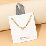 18K GOLD ROUND BEZEL RHINESTONE NECKLACE