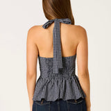 NEXT SEMESTER PLAID HALTER TOP