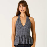 NEXT SEMESTER PLAID HALTER TOP