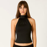 CALL ME OBSESSED BLACK MOCK NECK TOP