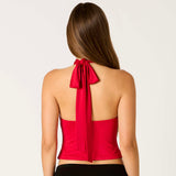 CALL ME OBSESSED RED MOCK NECK TOP