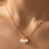 18K GOLD DIPPED TRIPLE PEARL NECKLACE