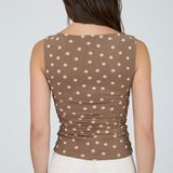 CLOSE TO ME BROWN POLKA DOT HIGH NECK TOP