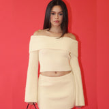 LITTLE BIT OFF YELLOW KNIT OFF SHOULDER TOP