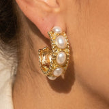 GEMMA LARGE PERAL HOOP EARRINGS