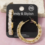 14K GOLD RHINESTONE CLUSTER HOOP EARRINGS