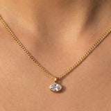 GOLD DIPPED OVAL BEZEL RHINESTONE NECKLACE