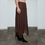 MONTANA STATE OF MIND BROWN LACE MIDI SKIRT