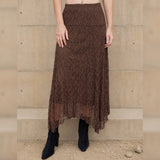MONTANA STATE OF MIND BROWN LACE MIDI SKIRT
