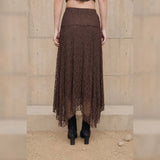 MONTANA STATE OF MIND BROWN LACE MIDI SKIRT