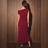 FINE WINE OFF SHOULDER MIDI DRESS