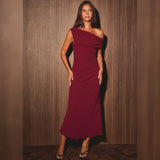 FINE WINE OFF SHOULDER MIDI DRESS
