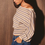 FIRST DAY STRIPED KNIT DOLMAN TOP