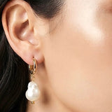 18K GOLD FRESHWATER PEARL DROP EARRINGS