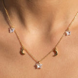 GOLD DIPPED STAR & MOON CHARM NECKLACE