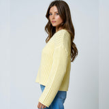 BUTTERED UP YELLOW KNIT SWEATER