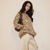 WILD SIDE BROWN ZEBRA PRINT SWEATER