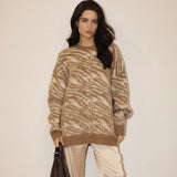 WILD SIDE BROWN ZEBRA PRINT SWEATER