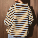 GET A CLUE STRIPED FLEECE PULLOVER