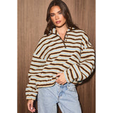 GET A CLUE STRIPED FLEECE PULLOVER