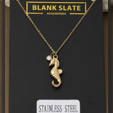 GOLD STAINLESS STEEL SEAHORSE NECKLACE
