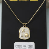 STAINLESS STEEL MOTHER OF PEARL SEA LIFE NECKLACE