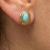 GOLD DIPPED SEMI PRECIOUS STONE STUD EARRINGS