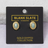 GOLD DIPPED SEMI PRECIOUS STONE STUD EARRINGS