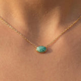 GOLD DIPPED STAINLESS STEEL SEMI PRECIOUS STONE NECKLACE