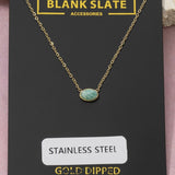 GOLD DIPPED STAINLESS STEEL SEMI PRECIOUS STONE NECKLACE