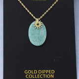 GOLD DIPPED SEMI PRECIOUS STONE & SUN DECAL NECKLACE