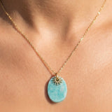 GOLD DIPPED SEMI PRECIOUS STONE & SUN DECAL NECKLACE