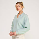 BRIGHT & EARLY MINT COLLARED KNIT SWEATER