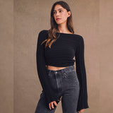 ROUGH AROUND THE EDGES BLACK KNIT TOP