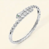 MEDUSA SILVER RHINESTONE SNAKE CUFF BRACELET