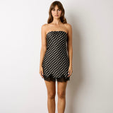 COMPARE & CONTRAST POLKA DOT MINI DRESS