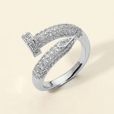 BRENDA SILVER RHINESTONE NAIL RING