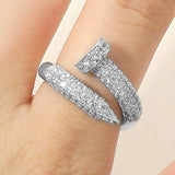 BRENDA SILVER RHINESTONE NAIL RING