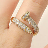 BRENDA GOLD RHINESTONE NAIL RING